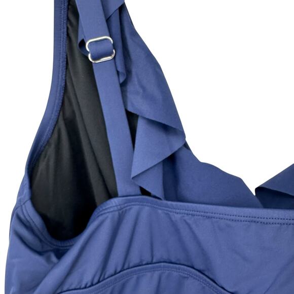 NEW Cupshe Blue X Iskra Ruffled V-Neck Tummy Control One Piece Plus Size 3X - Picture 4 of 9